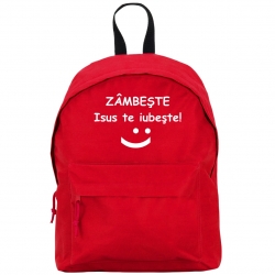 Ghiozdan rosu, Zambeste, Isus te iubeste!